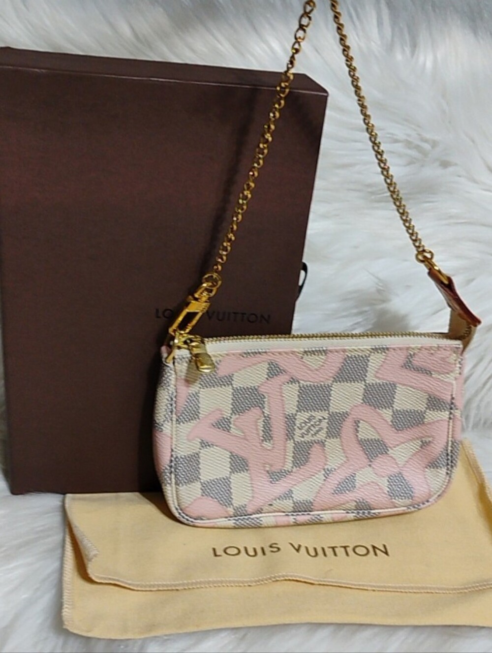 SALE! Louis Vuitton Damier Azur Tahiti Mini Accessory Pouch W/DB/Box